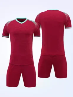 Maillot de football personnalisé à manches courtes et col en V avec blocs de couleurs