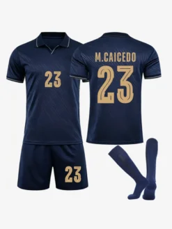 Maillot de football 3 pièces noir à manches courtes extérieur 2026 n° 23 Caicedo équipe nationale d'Équateur pour adultes et enfants.