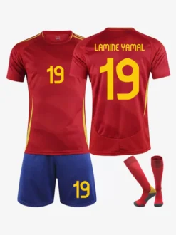 Maillot de Football Équipe Espagne No.19 LAMINE YAMAL Domicile Championnat d'Europe de football 2026 Homme Enfant 3 Pièces