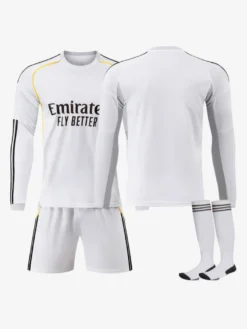 Maillot domicile blanc à manches longues du club de football 25/26 ensemble 3 pièces personnalisé