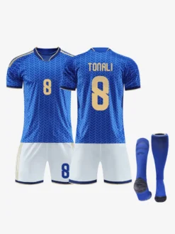 Maillot domicile bleu à manches courtes 3 pièces de l'équipe nationale d'Italie 2026 : n° 1 Donnarumma n° 18 Barella n° 3 Dimarco
