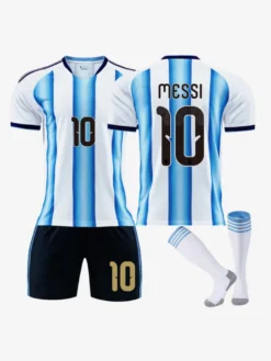 Maillot domicile de l'équipe d'Argentine n° 10 manches courtes ensemble 3 pièces pour adultes et enfants (2026)