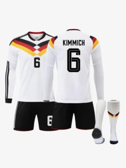Maillot domicile de l'équipe d'Allemagne de football 2026 manches longues ensemble 3 pièces pour adultes et enfants (n° 17 Wirtz n° 10 Musiala).
