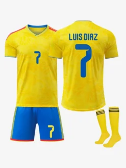 Maillot domicile de l'équipe de Colombie 2026 n° 7 Diaz n° 10 James Rodriguez n° 6 Rios : ensemble 3 pièces pour adultes et enfants