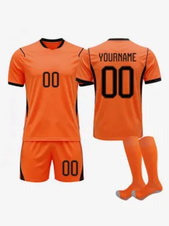 Maillot domicile de l'équipe nationale de football des Pays-Bas 2026 ensemble personnalisé 3 pièces pour adultes et enfants