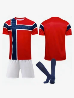Maillot domicile de l'équipe nationale de Norvège 2026 manches personnalisées ensemble 3 pièces pour adultes et enfants
