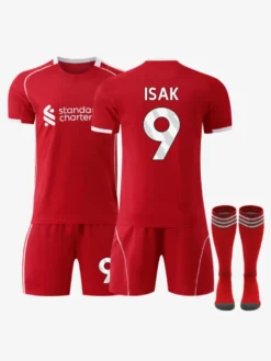 Maillot domicile du club de football Isak n° 7 Writz n° 9 25/26 ensemble 3 pièces rouge Salah pour enfants et adultes