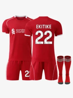 Maillot domicile du club de football Isak n° 7 Writz n° 9 25/26 ensemble 3 pièces rouge Salah pour enfants et adultes