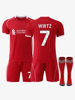 Maillot domicile du club de football Isak n° 7 Writz n° 9 25/26 ensemble 3 pièces rouge Salah pour enfants et adultes