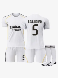 25/26 Maillot Domicile du Club de Football No.1 Courtois No.7 VINI JR No.9 Mbappé No.8 Valverde No.10 Modrić Ensemble 3 Pièces