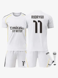25/26 Maillot Domicile du Club de Football No.1 Courtois No.7 VINI JR No.9 Mbappé No.8 Valverde No.10 Modrić Ensemble 3 Pièces