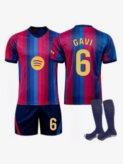 Maillot domicile du FC Barcelone 26/27 n° 10 Yamal n° 8 Pedri rayé ensemble 3 pièces