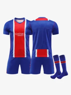Maillot domicile du PSG 26/27 manches courtes ensemble 3 pièces personnalisé pour adultes et enfants