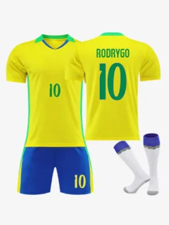 Maillot domicile à manches courtes 3 pièces de l'équipe nationale Vini.JR n° 11 Rodrygo n° 7 25/26