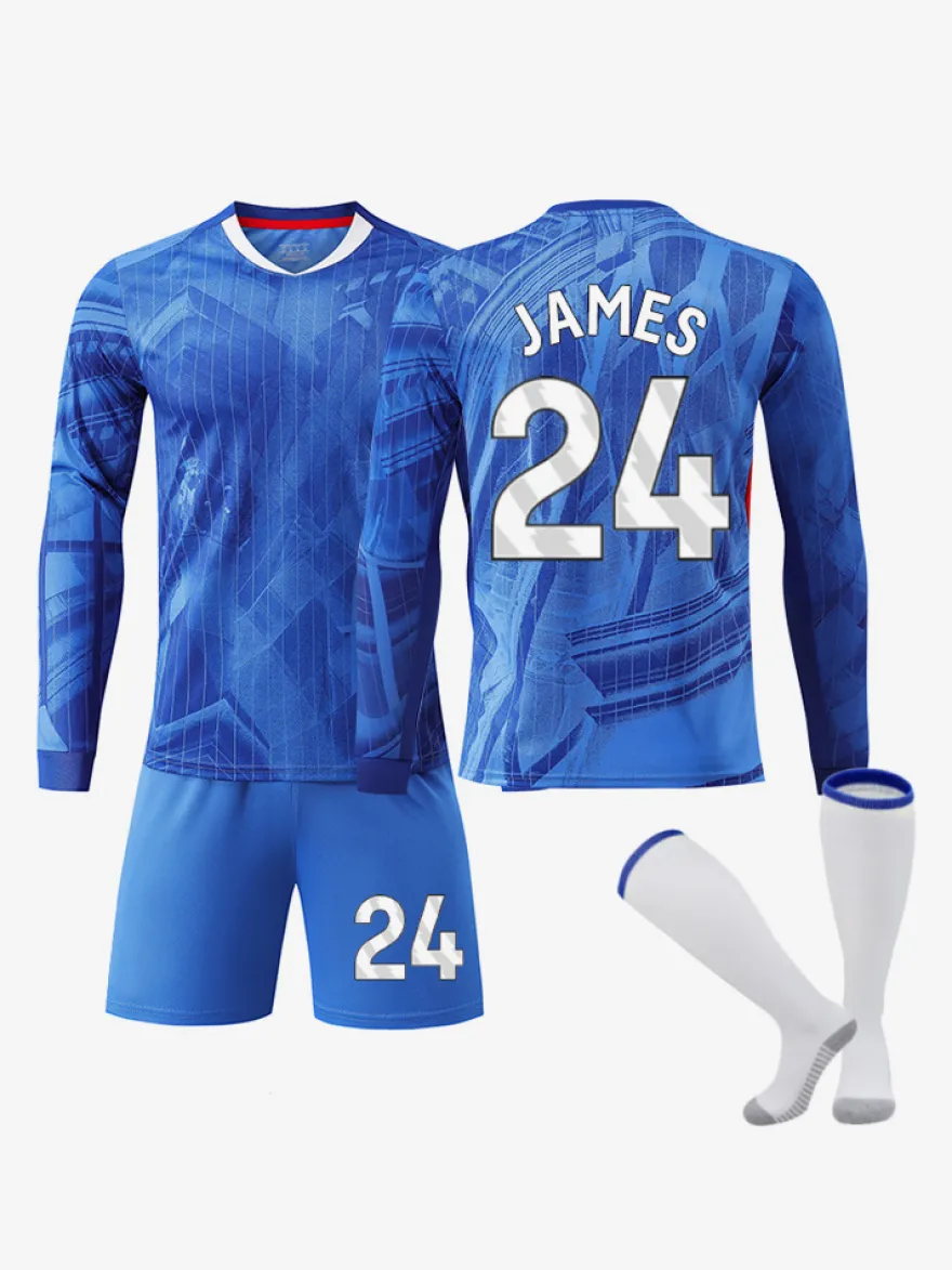 Maillot domicile à manches longues Palmer n° 10 Enzo n° 8 25/26 bleu ensemble 3 pièces