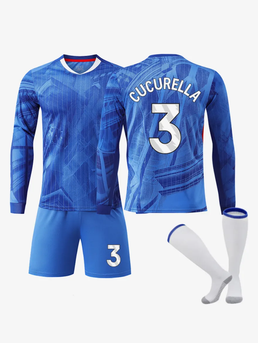 Maillot domicile à manches longues Palmer n° 10 Enzo n° 8 25/26 bleu ensemble 3 pièces