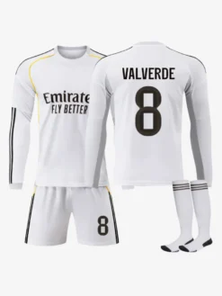 Maillot domicile manches longues 25/26 du club de football n° 10 Mbappé n° 7 Vini. JR ensemble 3 pièces