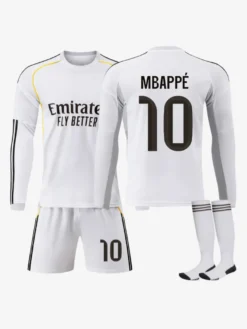Maillot domicile manches longues 25/26 du club de football n° 10 Mbappé n° 7 Vini. JR ensemble 3 pièces