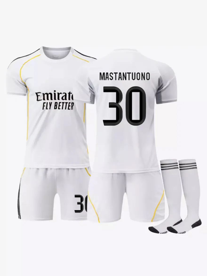 Maillot domicile Mbappé 25/26 n°10 à manches courtes ensemble 3 pièces pour adultes et enfants