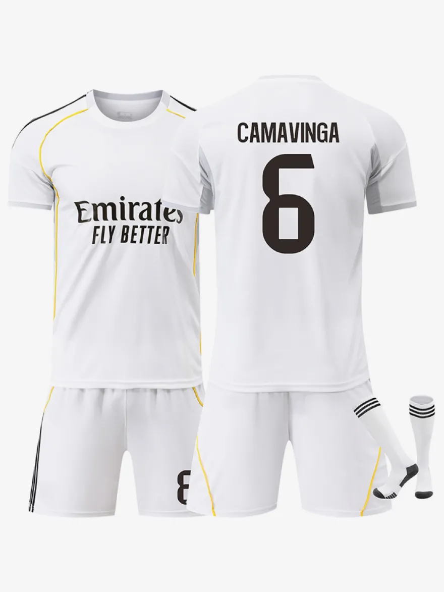 Maillot domicile Mbappé 25/26 n°10 à manches courtes ensemble 3 pièces pour adultes et enfants