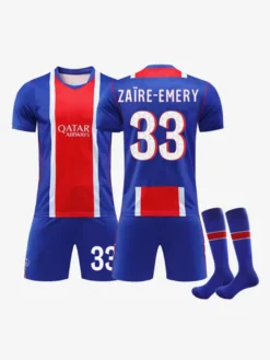 Maillot domicile 26/27 n° 33 ZAÏRE-EMERY du Paris Saint-Germain manches courtes ensemble 3 pièces pour adultes et enfants