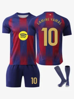 Maillot domicile 3 pièces du club de football LAMINE YAMAL n° 10 25/26 vêtements de sport pour hommes