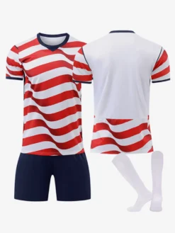 Maillot domicile rayé USA 2026 ensemble 3 pièces personnalisé pour enfants et adultes