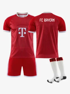 Maillot domicile rouge Munich édition supporters saison 26/27 tenue de football personnalisée 3 pièces pour adultes et enfants