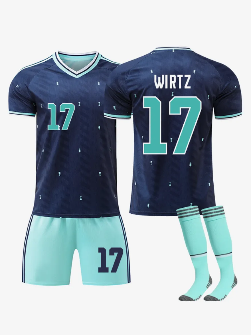 Maillot extérieur de l'Allemagne 2026 n° 17 Wirtz et n° 10 Musiala ensemble 3 pièces pour adultes et enfants