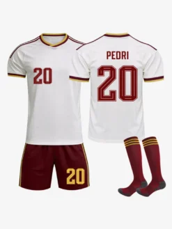 Maillot extérieur de l'équipe nationale espagnole 2026 n° 19 Yamal et n° 17 Williams ensemble 3 pièces pour adultes et enfants