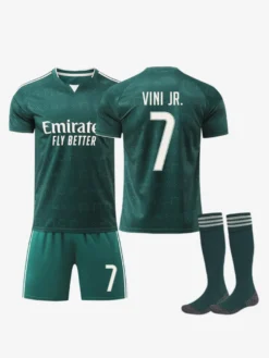 Maillot extérieur du Madrid 26/27 Mbappé 10 Viní.jr 7 manches courtes ensemble 3 pièces pour adultes et enfants