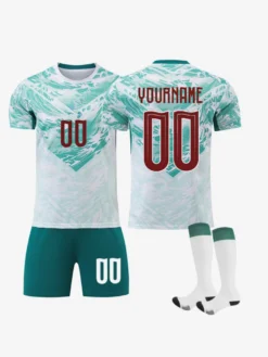 Maillot extérieur personnalisé de l'équipe nationale du Portugal 2026 ensemble 3 pièces pour adultes et enfants