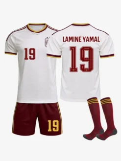 Maillot extérieur 3 pièces de l'équipe d'Espagne 2026 à manches courtes deux étoiles n° 19 Yamal n° 7 Ferran