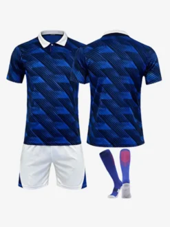 Maillot France 2026 personnalisé bleu, Ensemble de Football Domicile avec Short et Chaussettes pour Adultes et Enfants, 3 Pièces