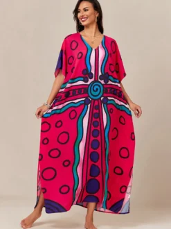 Maillots de bain de plage oversize à manches courtes et col en V style athlétique bleu foncé