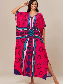 Maillots de bain de plage oversize à manches courtes et col en V style athlétique bleu foncé