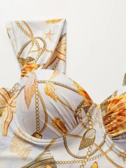 Maillots de bain Femme Ensemble Maillot de bain Jaune Sexy Drapé Sans Manches