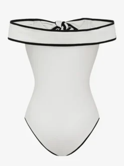 Maillots de bain paréos vêtements pour femmes ensemble maillot de bain blanc chic à nœuds épaules dénudées sans manches
