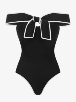 Maillots de bain paréos vêtements pour femmes ensemble maillot de bain blanc chic à nœuds épaules dénudées sans manches