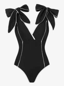 Maillots de bain paréos vêtements pour femmes ensemble maillot de bain blanc sexy à nœuds col en V sans manches