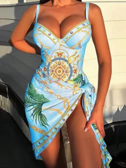Maillots De Bain Une Pièce Femmes Imprimé Noir Col En V Été Sexy