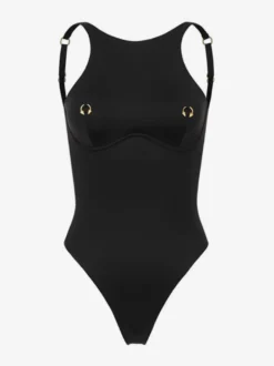 Maillots de bain une pièce pour femmes noirs col rond maillots de bain d'été pour la plage