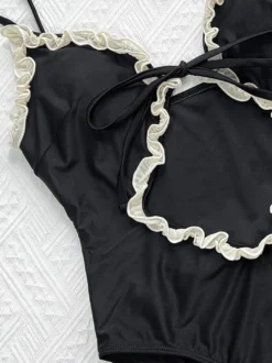 Maillots de bain une pièce pour femmes imprimé léopard bretelles découpées décolleté maillots de bain sexy d'été