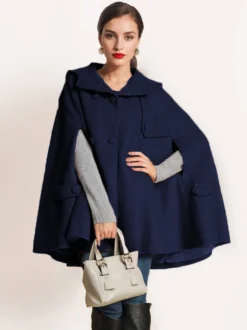 Manteau cape en laine à capuche Camel pour femme Poncho surdimensionné Vêtements d'extérieur d'hiver 2026