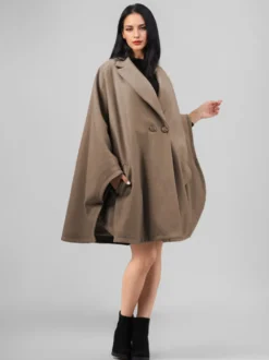 Manteau cape en mélange de laine bleu marine foncé poncho surdimensionné à revers vêtements d'extérieur d'hiver pour femmes 2026