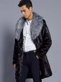 Manteau confortable bicolore en polyester