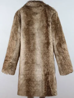 Manteau de Fausse Fourrure 2026 Marron Léger Casual Manteau Bicolore Motif Col Notch Manteau d'Hiver Homme