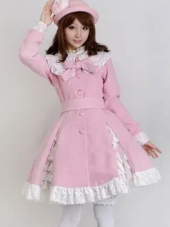 Manteau d'hiver Lolita en laine et laine Déguisements Halloween