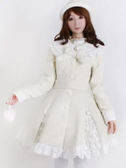 Manteau d'hiver Lolita en laine et laine Déguisements Halloween
