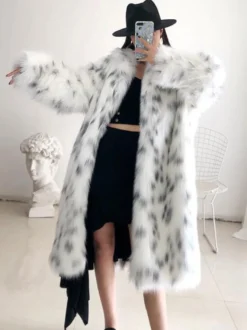Manteau en fausse fourrure bicolore 2026 Hiver Long Manteau en fourrure écologique pour femme